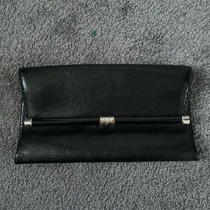 DVF Black Leather Envelope Clutch Bag
